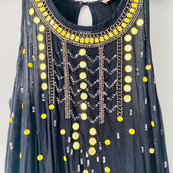 F21 Black and Yellow Beaded Mini Dress - Picture 4 of 8